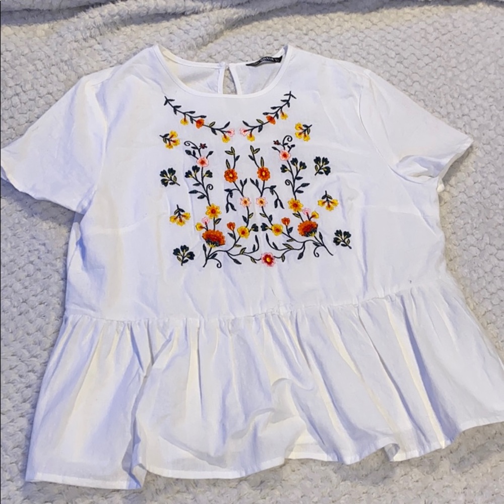 White Floral Blouse